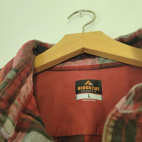 Ridgecut Toughwear Red and Green Plaid Flannel Shirt Men's Large - Picture 2 of 7